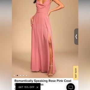 Dusty rose full length dress from Lulu’s.